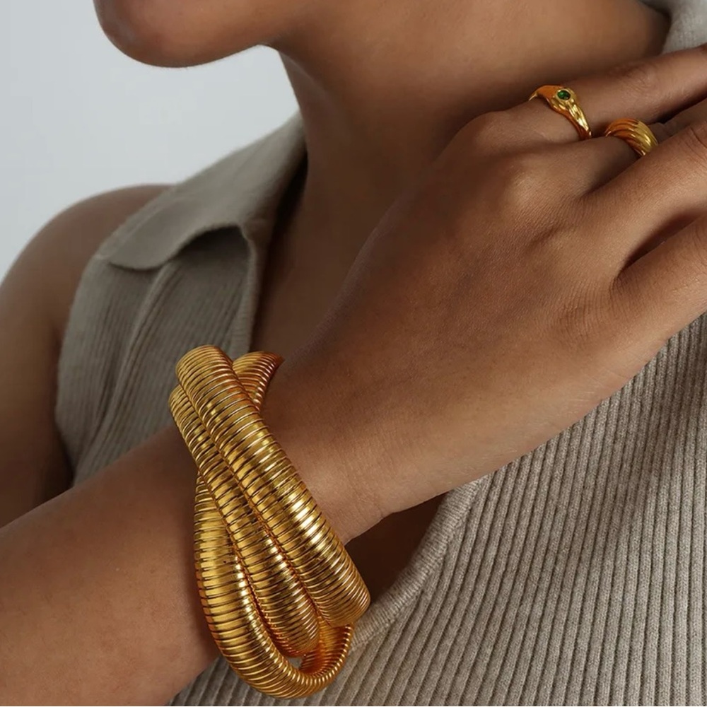 Stainless steel Gold Coil Bracelet